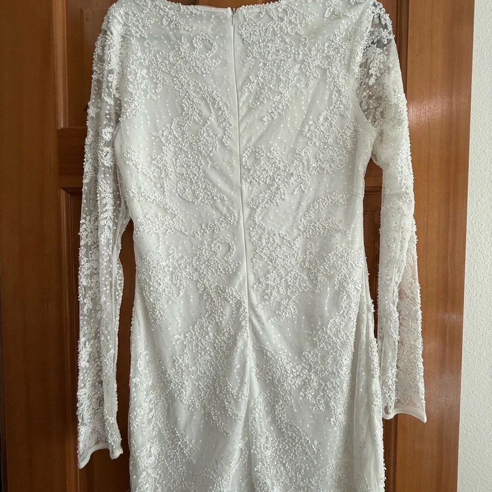 Elegant White Lace Long-Sleeve Mini Dress - Alter’d State - Picture 4 of 5